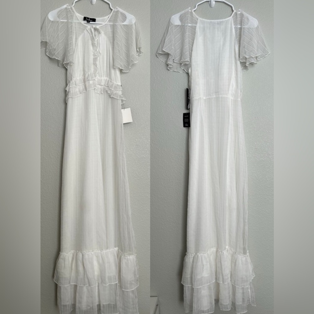 NWT LULUS Sweetest Delight White Ruffled Short Sleeve Maxi Dress - Picture 4 of 9